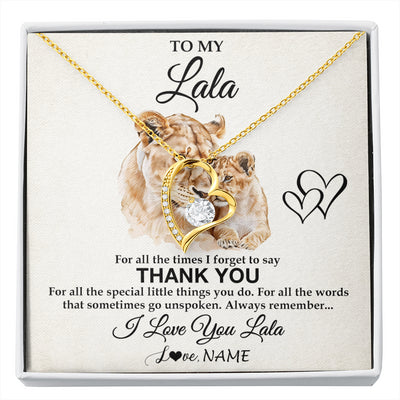 Forever Love Necklace 18K Yellow Gold Finish | 1 | Personalized To My Lala Necklace From Granddaughter Thank You Lion Lala Gift For Mothers Day Birthday Gift Christmas For Lala Customized Gift Box Message Card | siriusteestore