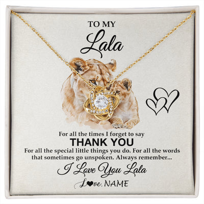 Love Knot Necklace 18K Yellow Gold Finish | 1 | Personalized To My Lala Necklace From Granddaughter Thank You Lion Lala Gift For Mothers Day Birthday Gift Christmas For Lala Customized Gift Box Message Card | siriusteestore