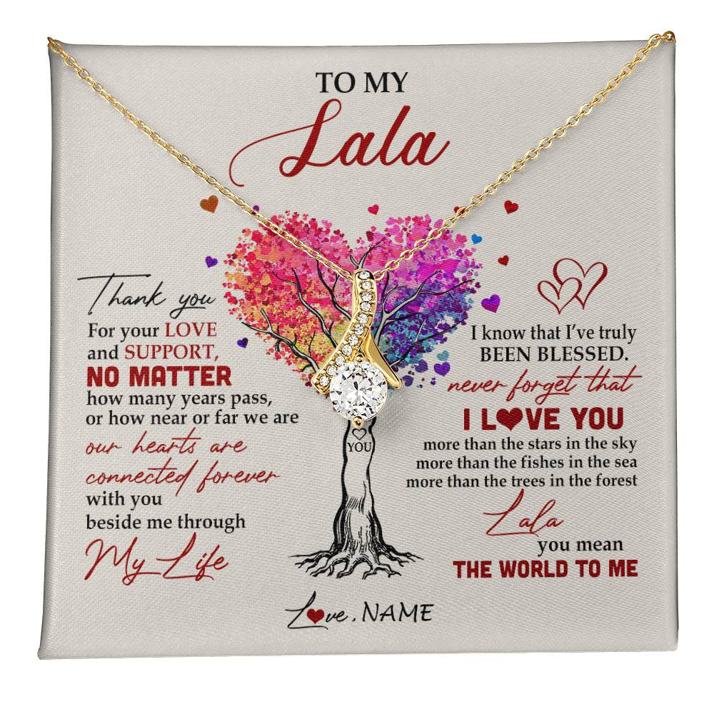 Alluring Beauty Necklace 18K Yellow Gold Finish | 1 | Personalized To My Lala Necklace From Grandkids Never Forget That I Love You You Mean The World Lala Birthday Mothers Day Christmas Customized Gift Box Message Card | siriusteestore