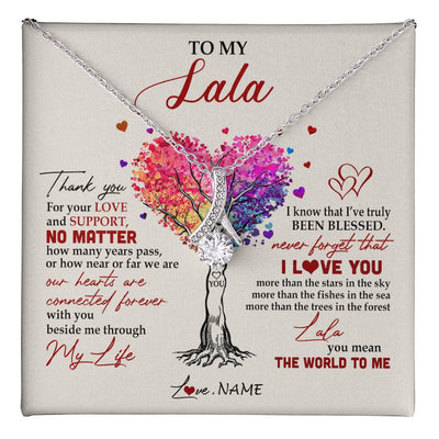 Alluring Beauty Necklace 14K White Gold Finish | 1 | Personalized To My Lala Necklace From Grandkids Never Forget That I Love You You Mean The World Lala Birthday Mothers Day Christmas Customized Gift Box Message Card | siriusteestore