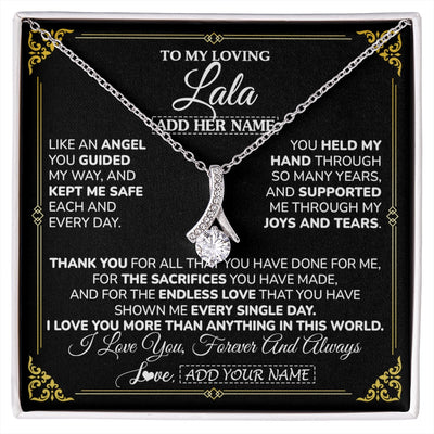 Alluring Beauty Necklace 14K White Gold Finish | 1 | Personalized To My Lala Necklace Gifts Meaningful Gift To Lala From Granddaughter Without You There Is No Me Mothers Day Birthday Custom Gift Box Message Card | https://siriusteestore.