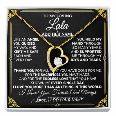 Forever Love Necklace 18K Yellow Gold Finish | 1 | Personalized To My Lala Necklace Gifts Meaningful Gift To Lala From Granddaughter Without You There Is No Me Mothers Day Birthday Custom Gift Box Message Card | https://siriusteestore.