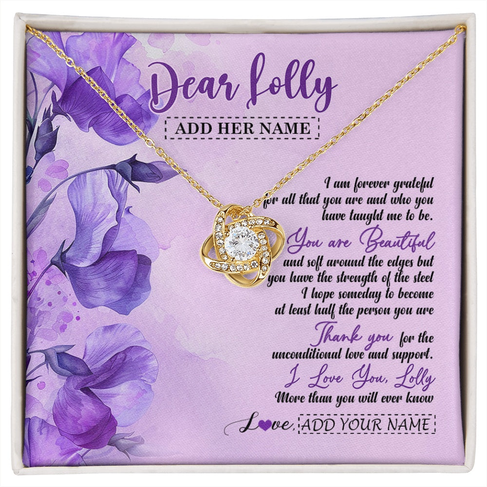 Love Knot Necklace 18K Yellow Gold Finish | 1 | Personalized To My Lolly Gifts From Granddaughter Necklace Flower You Are Beautiful Gifts For Lolly Mothers Day Birthday Christmas Gift Box Message Card | siriusteestore.myshopify
