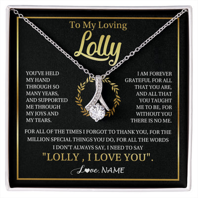 Alluring Beauty Necklace 14K White Gold Finish | 1 | Personalized To My Lolly Gifts Necklace From Granddaughter Grandson Grateful Thank You Lolly Birthday Mothers Day Jewelry Customized Gift Box Message Card | siriusteestore