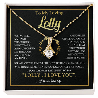 Alluring Beauty Necklace 18K Yellow Gold Finish | 1 | Personalized To My Lolly Gifts Necklace From Granddaughter Grandson Grateful Thank You Lolly Birthday Mothers Day Jewelry Customized Gift Box Message Card | siriusteestore