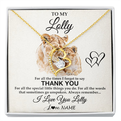 Forever Love Necklace 18K Yellow Gold Finish | 1 | Personalized To My Lolly Necklace From Granddaughter Thank You Lion Lolly Gift For Mothers Day Birthday Gift Christmas For Lolly Gift Box Message Card | siriusteestore