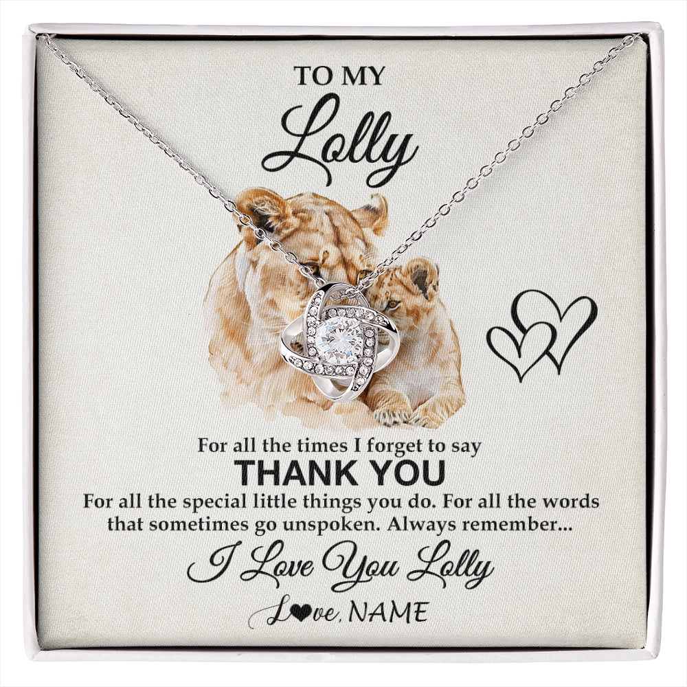 Love Knot Necklace 14K White Gold Finish | 1 | Personalized To My Lolly Necklace From Granddaughter Thank You Lion Lolly Gift For Mothers Day Birthday Gift Christmas For Lolly Gift Box Message Card | siriusteestore