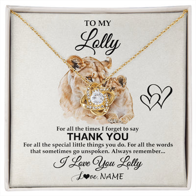 Love Knot Necklace 18K Yellow Gold Finish | 1 | Personalized To My Lolly Necklace From Granddaughter Thank You Lion Lolly Gift For Mothers Day Birthday Gift Christmas For Lolly Gift Box Message Card | siriusteestore
