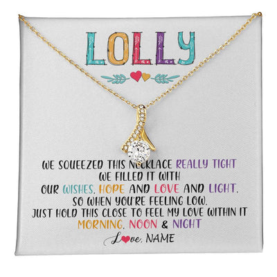 Alluring Beauty Necklace 18K Yellow Gold Finish | 1 | Personalized To My Lolly Necklace From Grandkids Granddaughter We Squeezed This Necklace Lolly Birthday Mothers Day Jewelry Customized Gift Box Message Card | siriusteestore