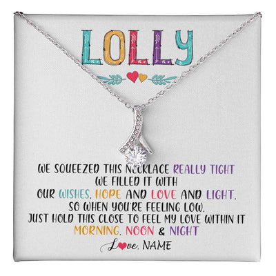Alluring Beauty Necklace 14K White Gold Finish | 1 | Personalized To My Lolly Necklace From Grandkids Granddaughter We Squeezed This Necklace Lolly Birthday Mothers Day Jewelry Customized Gift Box Message Card | siriusteestore