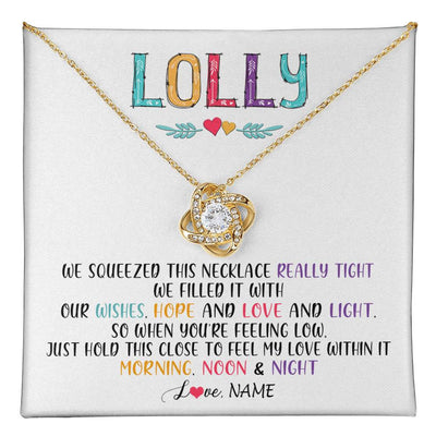 Love Knot Necklace 18K Yellow Gold Finish | 1 | Personalized To My Lolly Necklace From Grandkids Granddaughter We Squeezed This Necklace Lolly Birthday Mothers Day Jewelry Customized Gift Box Message Card | siriusteestore
