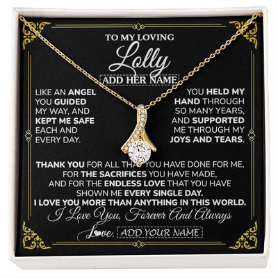 Alluring Beauty Necklace 18K Yellow Gold Finish | 1 | Personalized To My Lolly Necklace Gifts Meaningful Gift To Lolly From Granddaughter Without You There Is No Me Mothers Day Birthday Gift Box Message Card | https://siriusteestore.