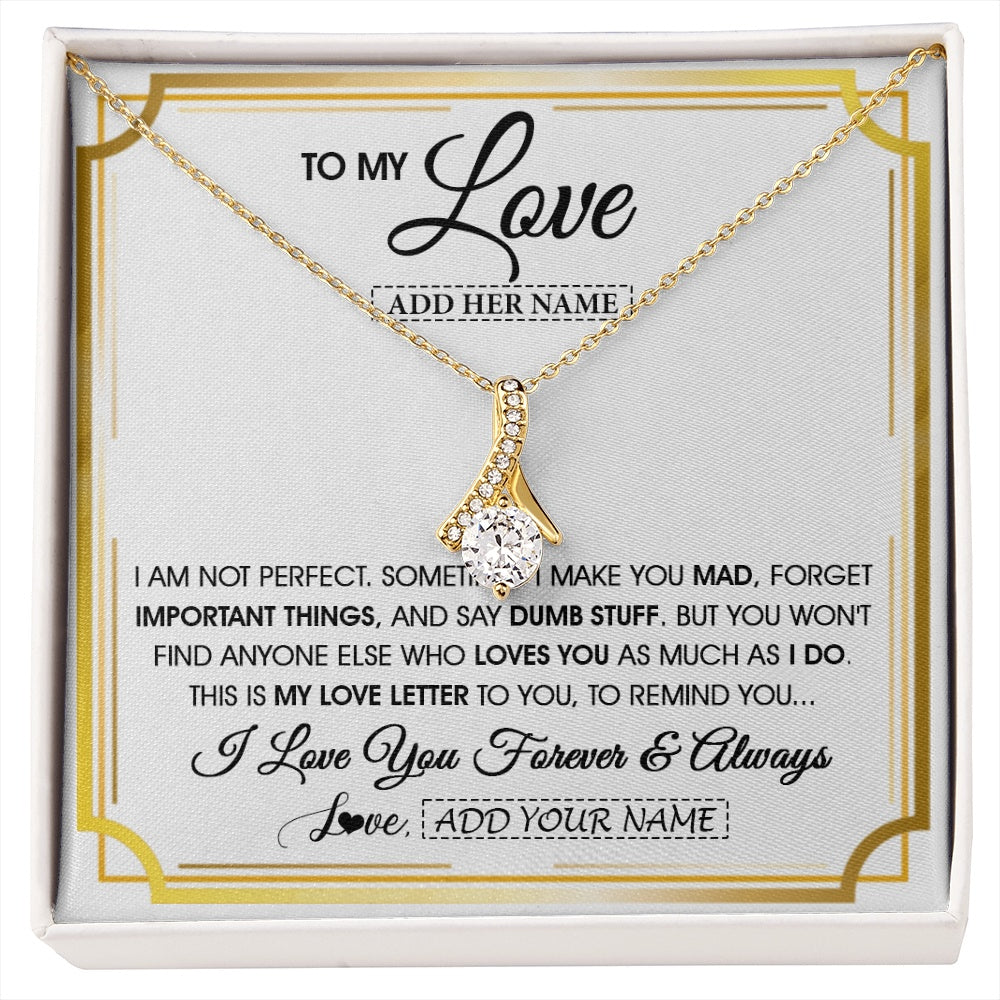Alluring Beauty Necklace 18K Yellow Gold Finish | 1 | Personalized To My Love Necklace For Women Love Letter Romatic Gifts For Her Wife Gift From Husband Girlfriend Birthday Valentines Custom Gift Box Message Card | https://siriusteestore.