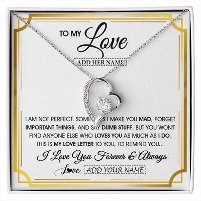 Forever Love Necklace 14K White Gold Finish | 1 | Personalized To My Love Necklace For Women Love Letter Romatic Gifts For Her Wife Gift From Husband Girlfriend Birthday Valentines Custom Gift Box Message Card | https://siriusteestore.