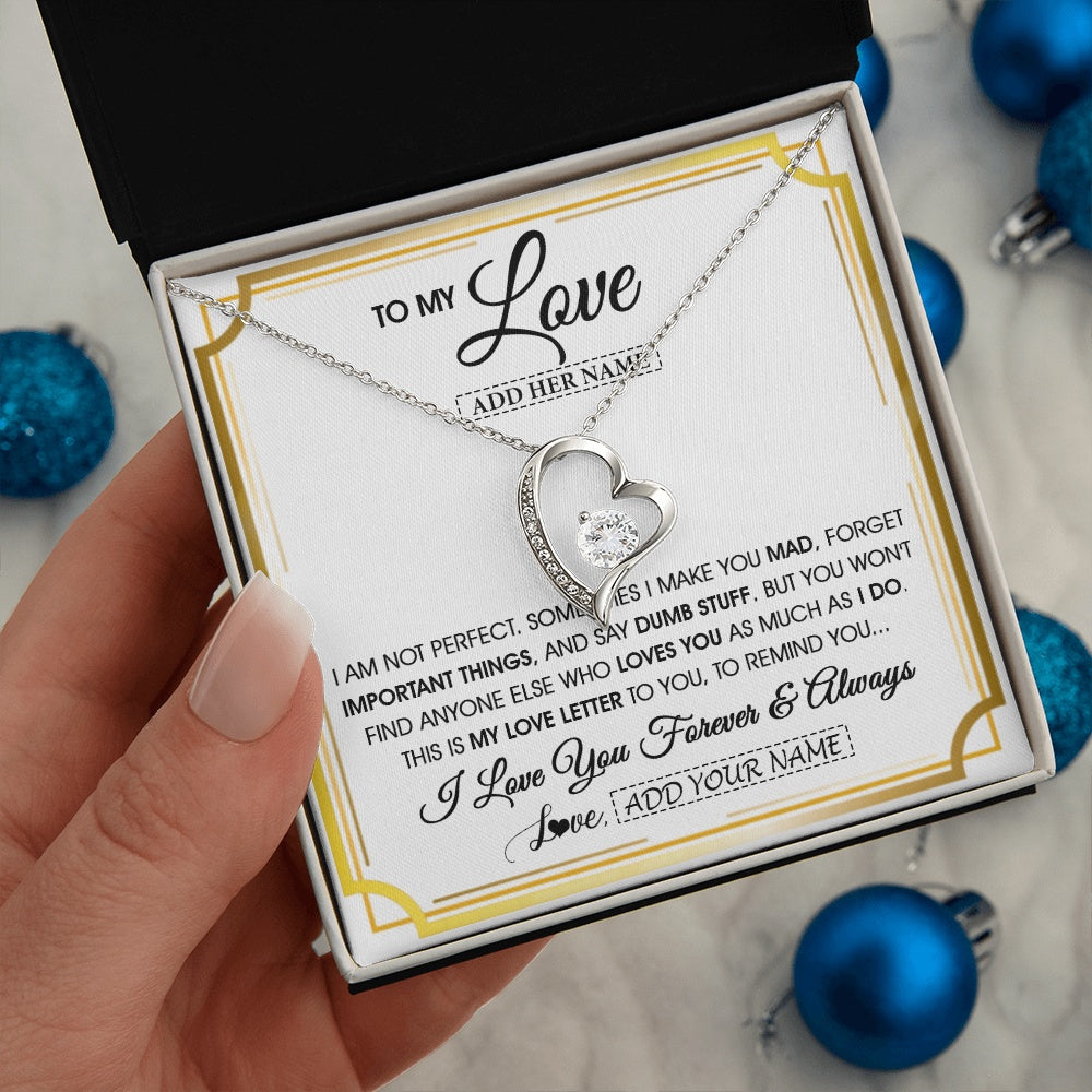 Forever Love Necklace 14K White Gold Finish | 2 | Personalized To My Love Necklace For Women Love Letter Romatic Gifts For Her Wife Gift From Husband Girlfriend Birthday Valentines Custom Gift Box Message Card | https://siriusteestore.