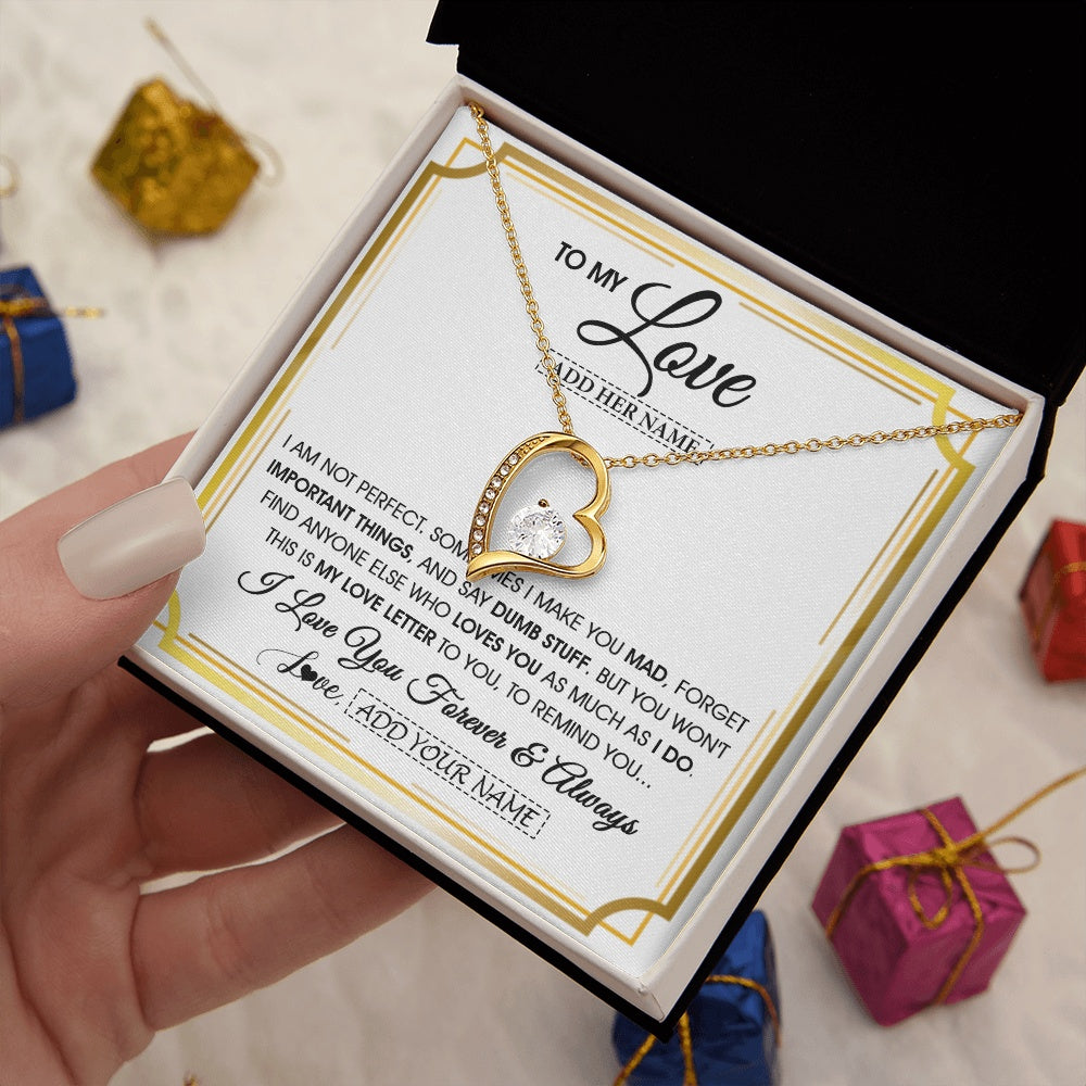Forever Love Necklace 18K Yellow Gold Finish | 2 | Personalized To My Love Necklace For Women Love Letter Romatic Gifts For Her Wife Gift From Husband Girlfriend Birthday Valentines Custom Gift Box Message Card | https://siriusteestore.