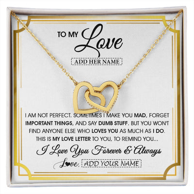 Interlocking Hearts Necklace 18K Yellow Gold Finish | 1 | Personalized To My Love Necklace For Women Love Letter Romatic Gifts For Her Wife Gift From Husband Girlfriend Birthday Valentines Custom Gift Box Message Card | https://siriusteestore.