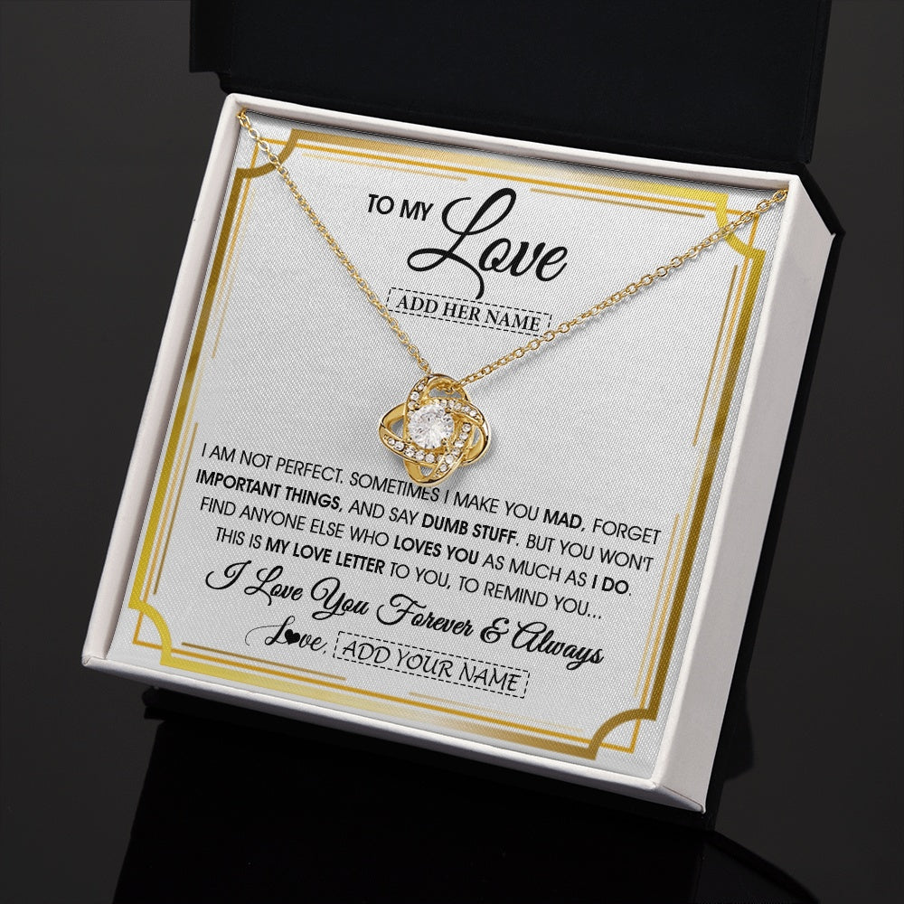 Love Knot Necklace 18K Yellow Gold Finish | 2 | Personalized To My Love Necklace For Women Love Letter Romatic Gifts For Her Wife Gift From Husband Girlfriend Birthday Valentines Custom Gift Box Message Card | https://siriusteestore.