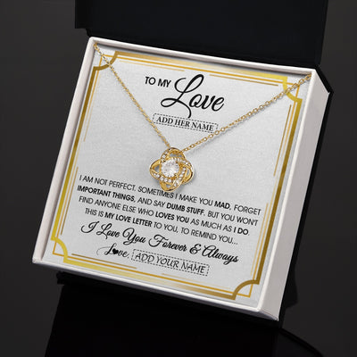 Love Knot Necklace 18K Yellow Gold Finish | 2 | Personalized To My Love Necklace For Women Love Letter Romatic Gifts For Her Wife Gift From Husband Girlfriend Birthday Valentines Custom Gift Box Message Card | https://siriusteestore.