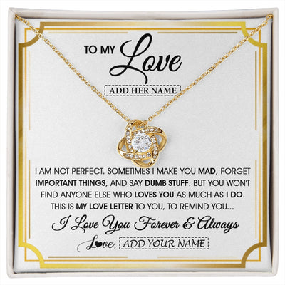 Love Knot Necklace 18K Yellow Gold Finish | 1 | Personalized To My Love Necklace For Women Love Letter Romatic Gifts For Her Wife Gift From Husband Girlfriend Birthday Valentines Custom Gift Box Message Card | https://siriusteestore.