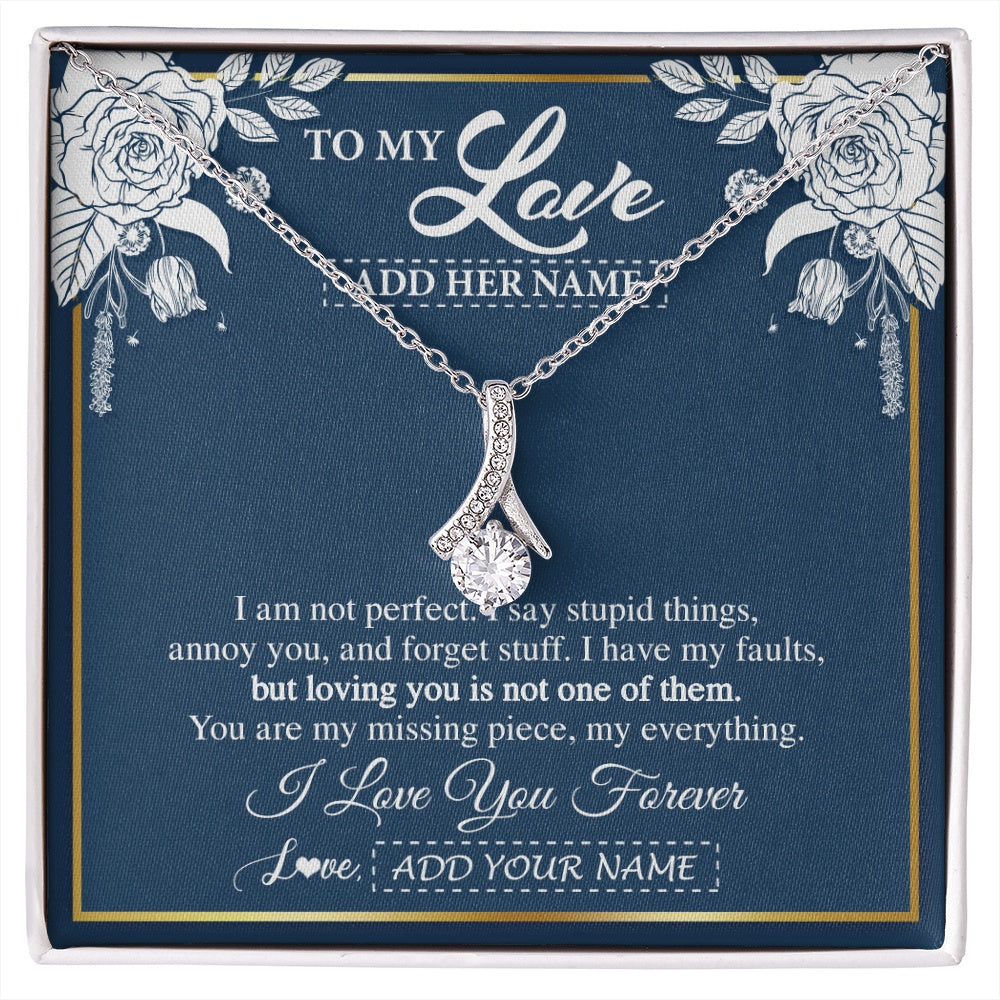 Alluring Beauty Necklace 14K White Gold Finish | 1 | Personalized To My Love Necklace My Everything Romatic Gifts For Her Wife Gift From Husband Girlfriend Birthday Valentines Day Custom Gift Box Message Card | siriusteestore.myshopify