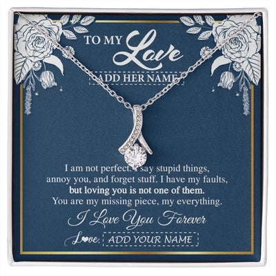 Alluring Beauty Necklace 14K White Gold Finish | 1 | Personalized To My Love Necklace My Everything Romatic Gifts For Her Wife Gift From Husband Girlfriend Birthday Valentines Day Custom Gift Box Message Card | siriusteestore.myshopify