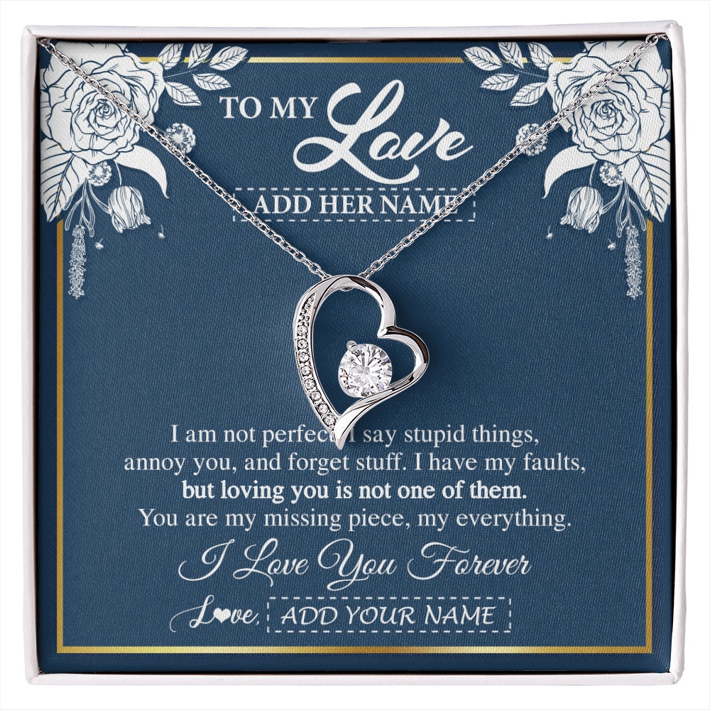Forever Love Necklace 14K White Gold Finish | 1 | Personalized To My Love Necklace My Everything Romatic Gifts For Her Wife Gift From Husband Girlfriend Birthday Valentines Day Custom Gift Box Message Card | siriusteestore.myshopify