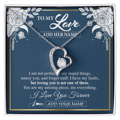 Forever Love Necklace 14K White Gold Finish | 1 | Personalized To My Love Necklace My Everything Romatic Gifts For Her Wife Gift From Husband Girlfriend Birthday Valentines Day Custom Gift Box Message Card | siriusteestore.myshopify