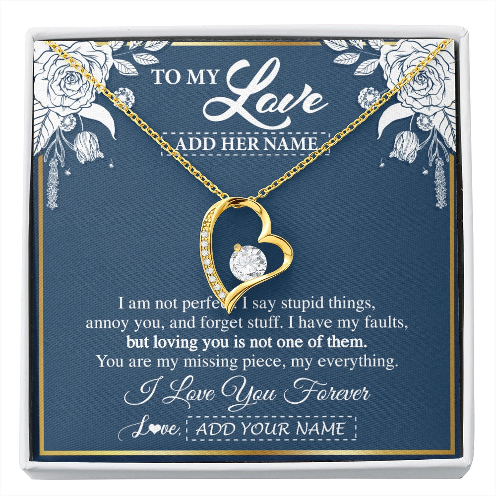 Forever Love Necklace 18K Yellow Gold Finish | 1 | Personalized To My Love Necklace My Everything Romatic Gifts For Her Wife Gift From Husband Girlfriend Birthday Valentines Day Custom Gift Box Message Card | siriusteestore.myshopify
