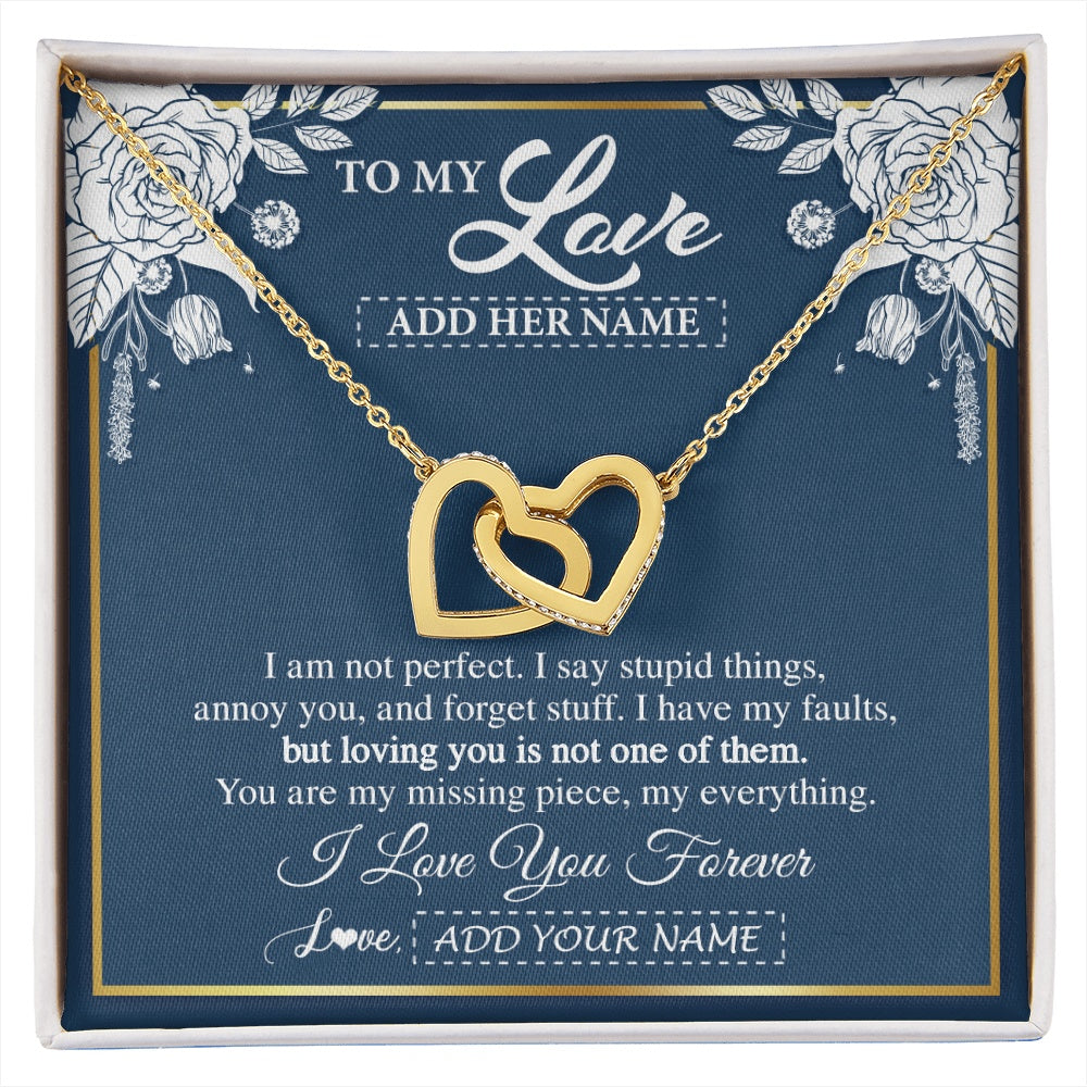 Interlocking Hearts Necklace 18K Yellow Gold Finish | 1 | Personalized To My Love Necklace My Everything Romatic Gifts For Her Wife Gift From Husband Girlfriend Birthday Valentines Day Custom Gift Box Message Card | siriusteestore.myshopify