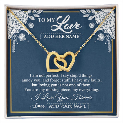 Interlocking Hearts Necklace 18K Yellow Gold Finish | 1 | Personalized To My Love Necklace My Everything Romatic Gifts For Her Wife Gift From Husband Girlfriend Birthday Valentines Day Custom Gift Box Message Card | siriusteestore.myshopify