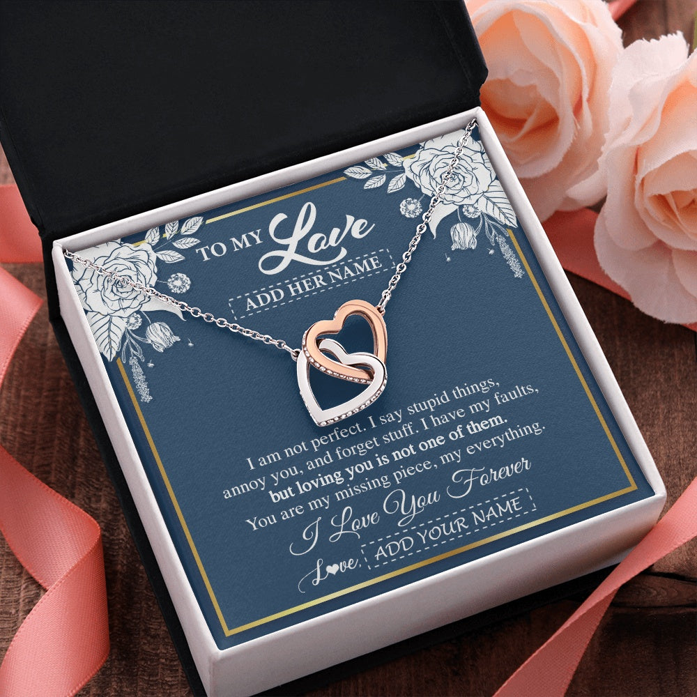 Interlocking Hearts Necklace Stainless Steel & Rose Gold Finish | 2 | Personalized To My Love Necklace My Everything Romatic Gifts For Her Wife Gift From Husband Girlfriend Birthday Valentines Day Custom Gift Box Message Card | siriusteestore.myshopify