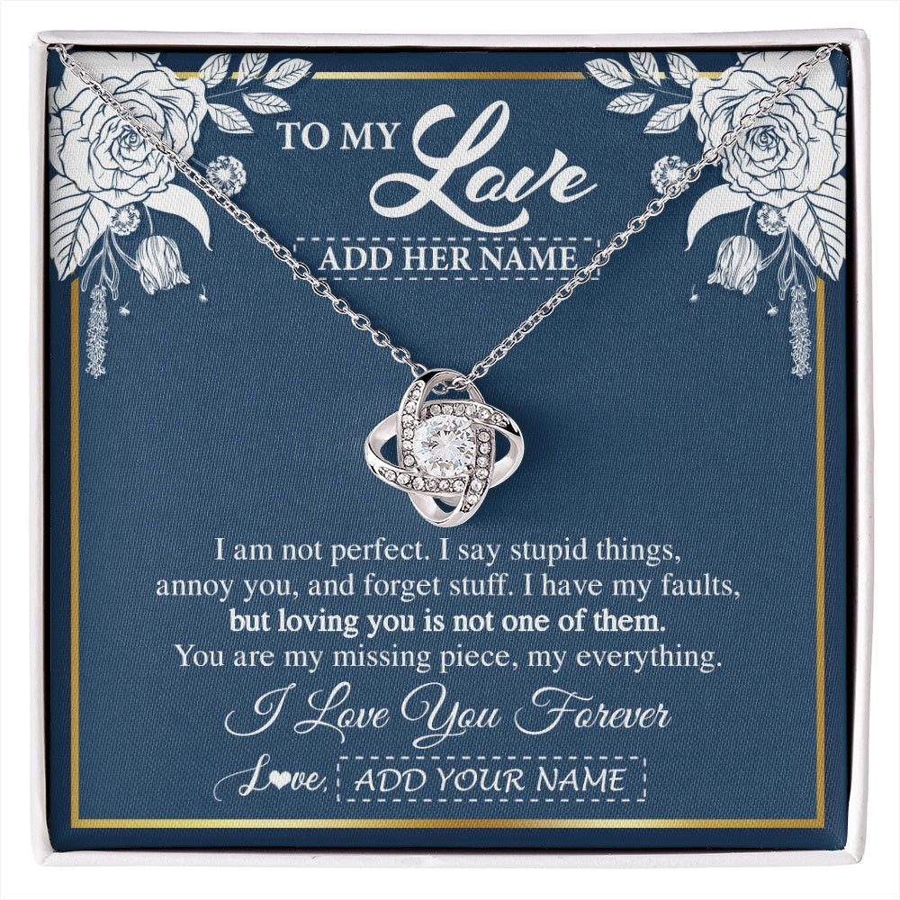 Love Knot Necklace 14K White Gold Finish | 1 | Personalized To My Love Necklace My Everything Romatic Gifts For Her Wife Gift From Husband Girlfriend Birthday Valentines Day Custom Gift Box Message Card | siriusteestore.myshopify