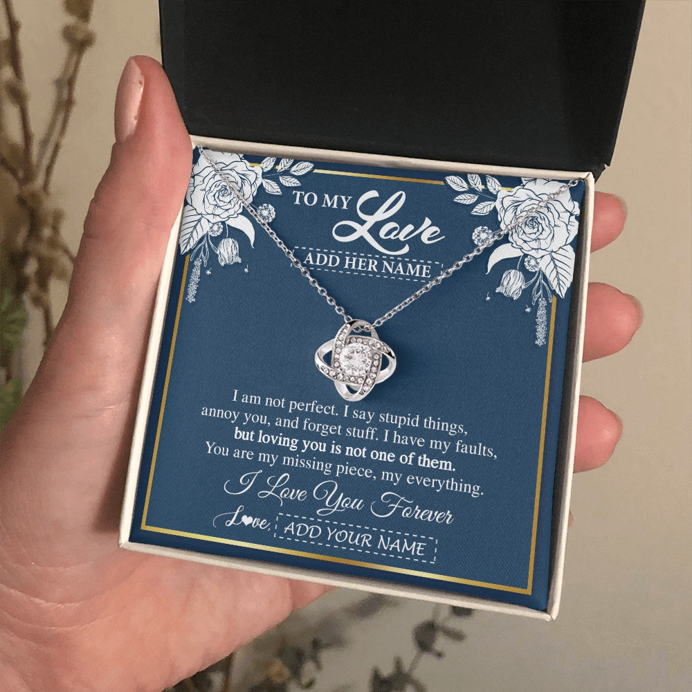 Love Knot Necklace 14K White Gold Finish | 2 | Personalized To My Love Necklace My Everything Romatic Gifts For Her Wife Gift From Husband Girlfriend Birthday Valentines Day Custom Gift Box Message Card | siriusteestore.myshopify