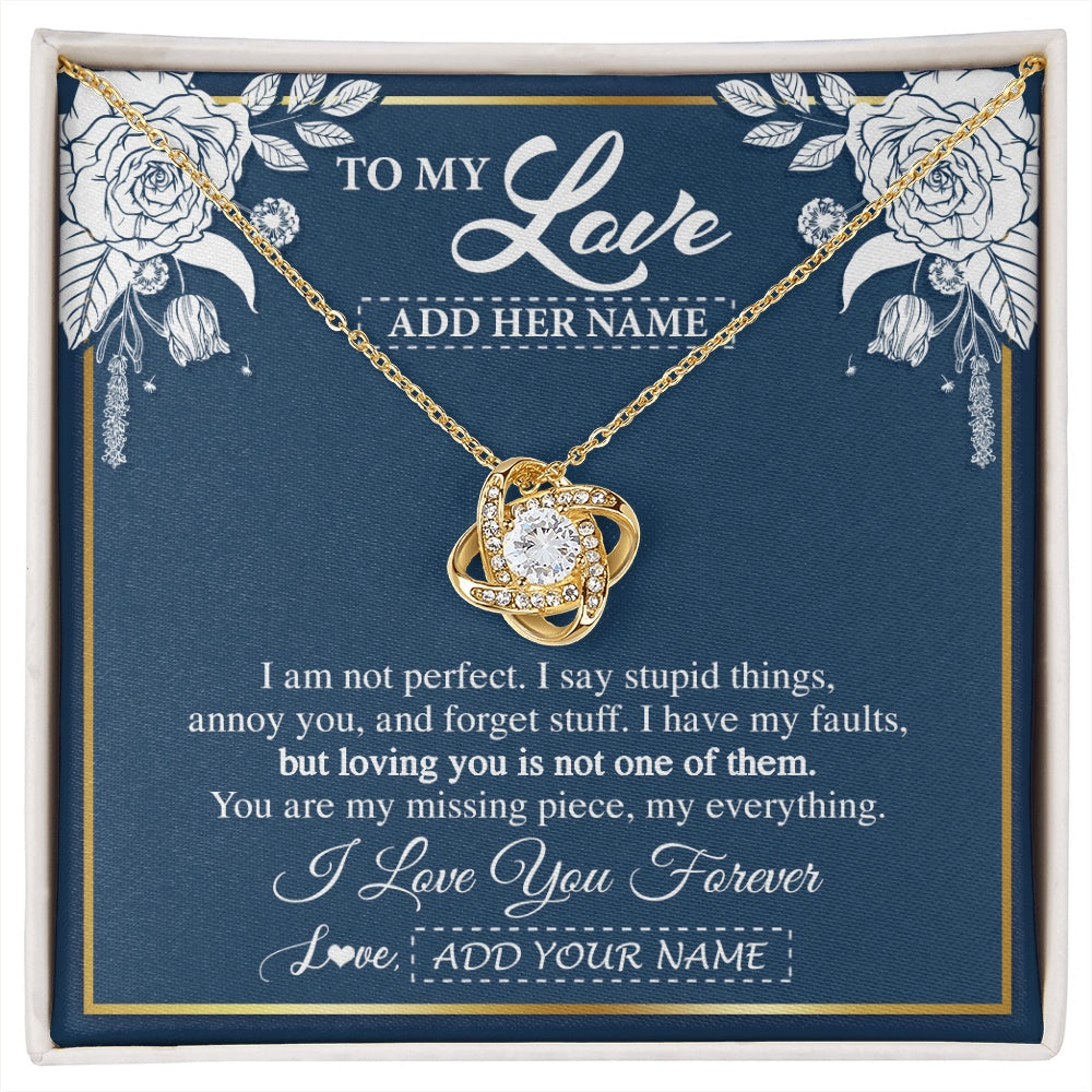 Love Knot Necklace 18K Yellow Gold Finish | 1 | Personalized To My Love Necklace My Everything Romatic Gifts For Her Wife Gift From Husband Girlfriend Birthday Valentines Day Custom Gift Box Message Card | siriusteestore.myshopify