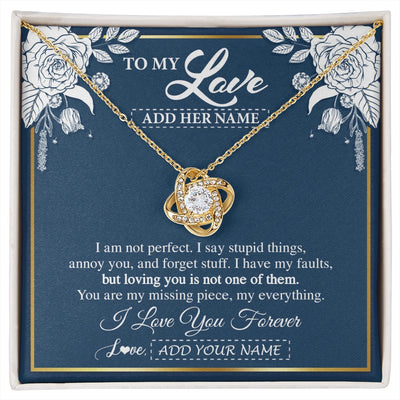 Love Knot Necklace 18K Yellow Gold Finish | 1 | Personalized To My Love Necklace My Everything Romatic Gifts For Her Wife Gift From Husband Girlfriend Birthday Valentines Day Custom Gift Box Message Card | siriusteestore.myshopify