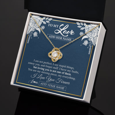 Love Knot Necklace 18K Yellow Gold Finish | 2 | Personalized To My Love Necklace My Everything Romatic Gifts For Her Wife Gift From Husband Girlfriend Birthday Valentines Day Custom Gift Box Message Card | siriusteestore.myshopify