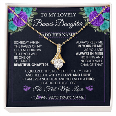Alluring Beauty Necklace 18K Yellow Gold Finish | 1 | Personalized To My Lovely Bonus Daughter Necklace Gift From Stepdad Feel My Love Stepdaughter Birthday Gift Mother's Day Christmas Gift Box Message Card | siriusteestore.myshopify