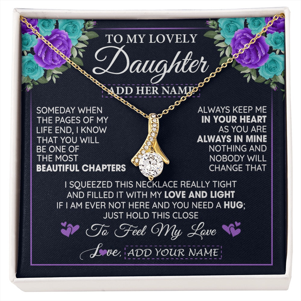 Alluring Beauty Necklace 18K Yellow Gold Finish | 1 | Personalized To My Lovely Daughter Necklace Gift From Mom Dad Mother Father Feel My Love Daughter Birthday Gift Mother's Day Christmas Gift Box Message Card | siriusteestore.myshopify