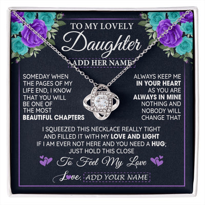 Love Knot Necklace 14K White Gold Finish | 1 | Personalized To My Lovely Daughter Necklace Gift From Mom Dad Mother Father Feel My Love Daughter Birthday Gift Mother's Day Christmas Gift Box Message Card | siriusteestore.myshopify