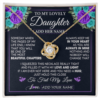 Love Knot Necklace 18K Yellow Gold Finish | 1 | Personalized To My Lovely Daughter Necklace Gift From Mom Dad Mother Father Feel My Love Daughter Birthday Gift Mother's Day Christmas Gift Box Message Card | siriusteestore.myshopify