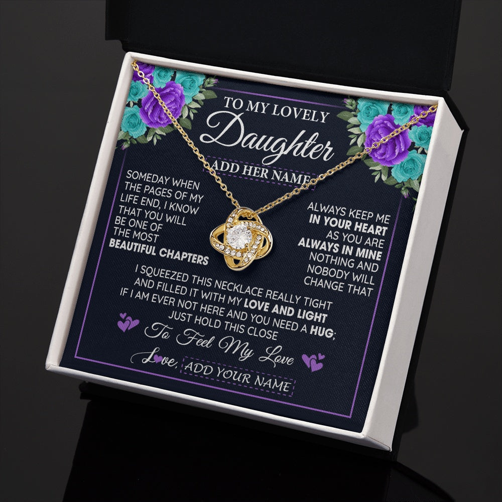 Love Knot Necklace 18K Yellow Gold Finish | 2 | Personalized To My Lovely Daughter Necklace Gift From Mom Dad Mother Father Feel My Love Daughter Birthday Gift Mother's Day Christmas Gift Box Message Card | siriusteestore.myshopify