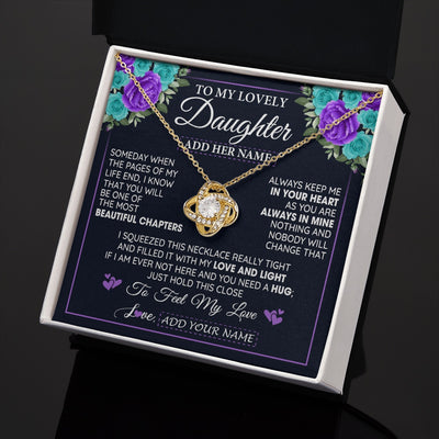 Love Knot Necklace 18K Yellow Gold Finish | 2 | Personalized To My Lovely Daughter Necklace Gift From Mom Dad Mother Father Feel My Love Daughter Birthday Gift Mother's Day Christmas Gift Box Message Card | siriusteestore.myshopify