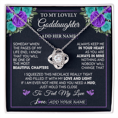 Love Knot Necklace 14K White Gold Finish | 1 | Personalized To My Lovely Goddaughter Necklace Gift From Godmother Uncle Feel My Love Goddaughter Birthday Gift Mother's Day Christmas Gift Box Message Card | siriusteestore.myshopify