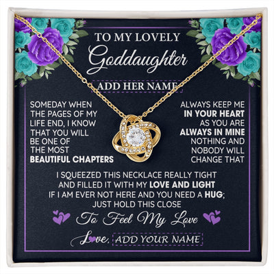 Love Knot Necklace 18K Yellow Gold Finish | 1 | Personalized To My Lovely Goddaughter Necklace Gift From Godmother Uncle Feel My Love Goddaughter Birthday Gift Mother's Day Christmas Gift Box Message Card | siriusteestore.myshopify