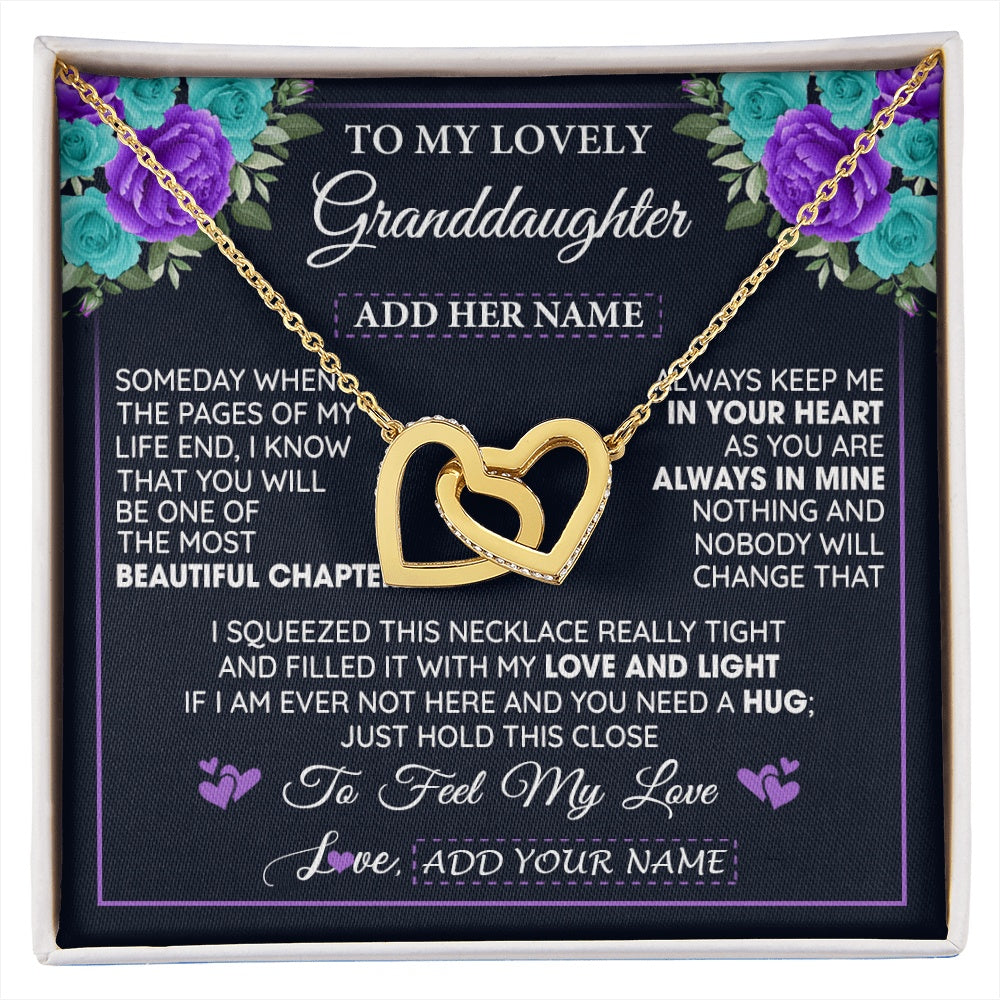 Interlocking Hearts Necklace 18K Yellow Gold Finish | 1 | Personalized To My Lovely Granddaughter Necklace Gift From Granparents Feel My Love Granddaughter Birthday Gift Mother's Day Christmas Gift Box Message Card | siriusteestore.myshopify