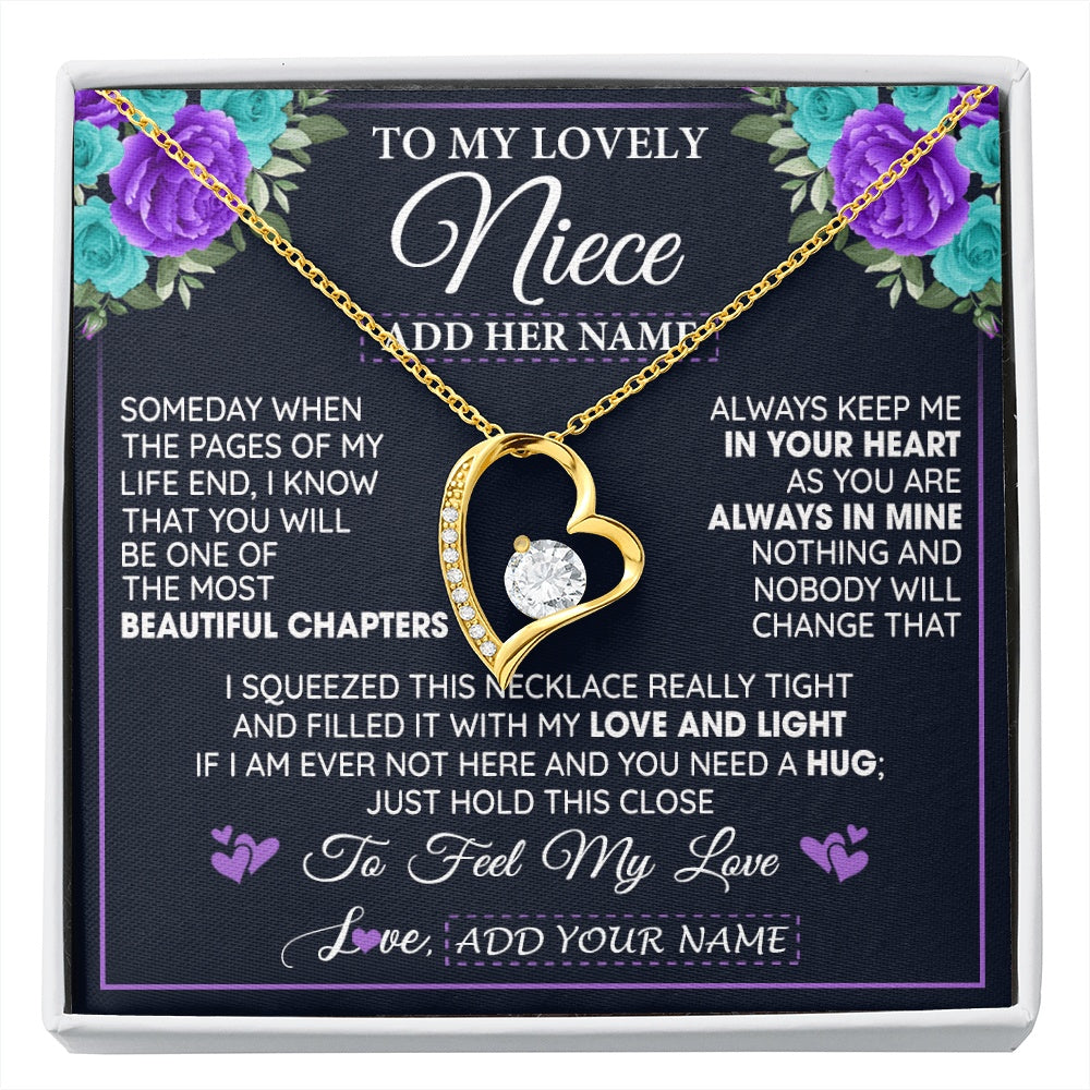 Forever Love Necklace 18K Yellow Gold Finish | 1 | Personalized To My Lovely Niece Necklace Gift From Uncle Aunt Feel My Love Niece Birthday Gift Mother's Day Christmas Customized Gift Box Message Card | siriusteestore.myshopify