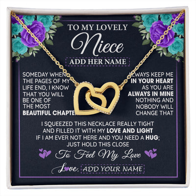 Interlocking Hearts Necklace 18K Yellow Gold Finish | 1 | Personalized To My Lovely Niece Necklace Gift From Uncle Aunt Feel My Love Niece Birthday Gift Mother's Day Christmas Customized Gift Box Message Card | siriusteestore.myshopify