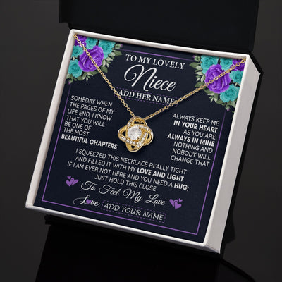 Love Knot Necklace 18K Yellow Gold Finish | 2 | Personalized To My Lovely Niece Necklace Gift From Uncle Aunt Feel My Love Niece Birthday Gift Mother's Day Christmas Customized Gift Box Message Card | siriusteestore.myshopify