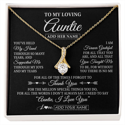 Alluring Beauty Necklace 18K Yellow Gold Finish | 1 | Personalized To My Loving Auntie Necklace From Niece You've Help My Hand Auntie Gift From Nephew Auntie Birthday Gifts Mothers Day Custom Gift Box Message Card | https://siriusteestore.